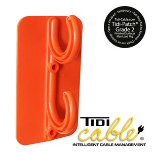 2 point Orange Tidi-Patch Stick-On Cable Support - Grade 2 for Finished Surfaces